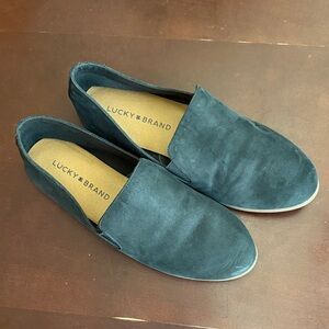 Lucky Brand Black Suede Slip-On Loafers